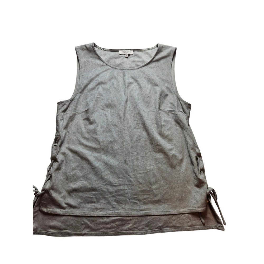 1.STATE Womens Grey‎ Faux Suede Lace Up Side Sleeveless Top Size M